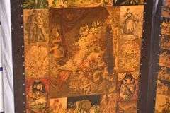 Vintage decoupage 2-panel folding dressing screen; 18308-009