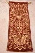 Narrow red and gold hanging tapestry with gold hanging bar; 18305-002