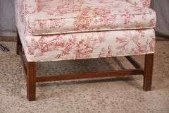 Chippendale style wingback armchair with toile fabric; 44-477