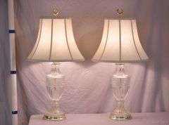 Pair of crystal lamps with shades; 1116-735