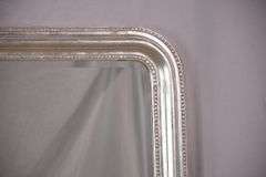 Pottery Barn large beveled mirror with silver frame; 1152-101