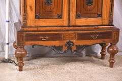 Early inlaid 2 door armoire with black trim; 55-12302