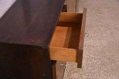 American of Martinsville walnut mid-century style triple dresser with fitted interior; 55-12346B