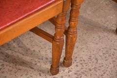 Set of 4 ladderback chairs with red vinyl seats; 3072-008