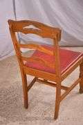 Set of 4 ladderback chairs with red vinyl seats; 3072-008