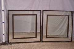 Pair of square mirrors with mahogany frames; 55-12315E