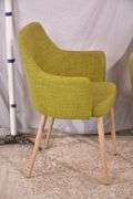Pair of Noble House modern style green upholstered armchairs; 336-4583