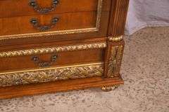Carved 3 drawer bedside chest with gold trim; 4779-005