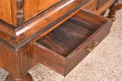 Early inlaid 2 door armoire with black trim; 55-12302