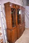 Crotch mahogany 2 part bowfront breakfront; 55-12189