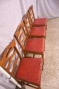 Set of 4 ladderback chairs with red vinyl seats; 3072-008