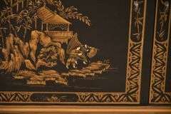 Drexel Heritage "Et Cetera" black and gold Oriental decorated curio; 4779-006