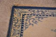 4.1'x6.0' hand knotted blue and off-white rug; 18305-006
