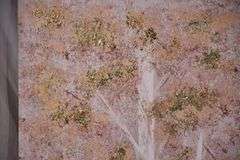 Large embellished print of trees on canvas; 396-1387