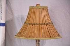 Gold metal palm lamp with split bamboo shade; 336-4566