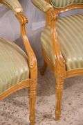 Pair of carved French style open armchairs; 55-12305