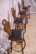 Set of 4 bar chairs with iron foot rests; 1116-727