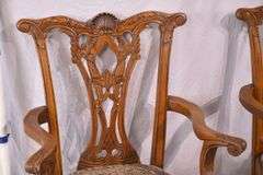 Pair of carved mahogany Chippendale style open armchairs; 1116-739