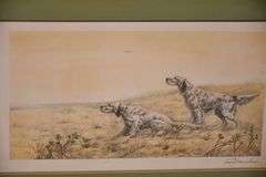 Signed limited edition framed print of pointers by Leon Danchin; 1037-1171