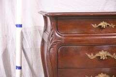 Pair of carved cherry French style 3 drawer bedside chests; 74-12878C