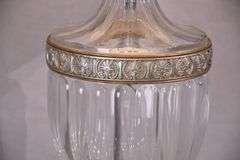 Schonbek large crystal lamp with shade and silver trim; 55-12272