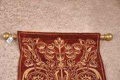 Narrow red and gold hanging tapestry with gold hanging bar; 18305-002
