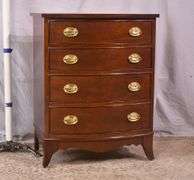 Thomasville mahogany bowfront 4 drawer bedside chest; 55-12188