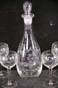 5 piece etched glass wine set with grape designs; 18308-018