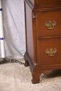 Mahogany 5 drawer chest on chest with reeded column corners; 155-1111