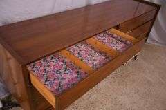 Fashion Made walnut mid-century 8 drawer double dresser; 74-12861