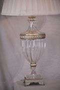 Schonbek large crystal lamp with shade and silver trim; 55-12272