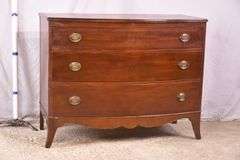 Johnson Furniture Co. mahogany 3 drawer bowfront dresser; 74-12856