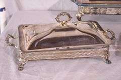 Group of 3 silverplate casserole dishes with Pyrex glass inserts; 74-12881A