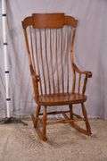 Nichols & Stone spindle back rocker with carved seat; 1152-102