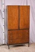 American of Martinsville walnut mid-century style armoire with fitted interior; 55-12346A