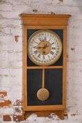 Sessions vintage calendar wall clock with oak case; 10271-065