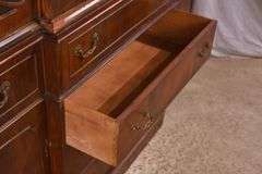 Crotch mahogany 2 part bubble glass breakfront; 74-12886