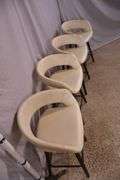 Set of 4 modern style bar chairs with white synthetic leather seats; 74-12858