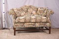 Small camelback loveseat; 55-12165