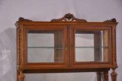 Carved oak French style 3 part buffet with beveled mirror backsplash; 55-12290