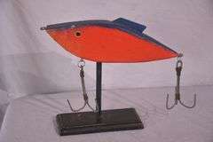 Carved wooden rattle trap sculpture; 13-205
