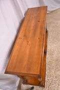 Pine 2 drawer two-tier console table with turned columns; 5038-003