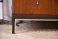 American of Martinsville walnut mid-century style triple dresser with fitted interior; 55-12346B