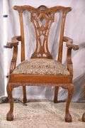 Pair of carved mahogany Chippendale style open armchairs; 1116-739