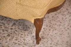 Yellow upholstered French style wingback armchair; 12133-010