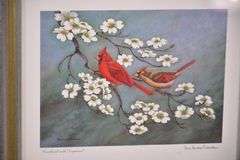 Small signed print "Cardinal with Dogwood" by Anne Worsham Richardson; 18092-027