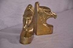 Pair of brass eagle head bookends; 18305-011