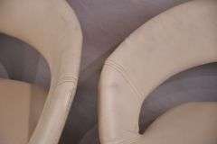 Set of 4 modern style bar chairs with white synthetic leather seats; 74-12858