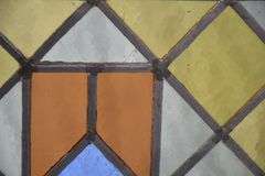 Stained glass panel with oak frame; 9485-118
