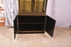 Drexel Heritage "Et Cetera" black and gold Oriental decorated curio; 4779-006
